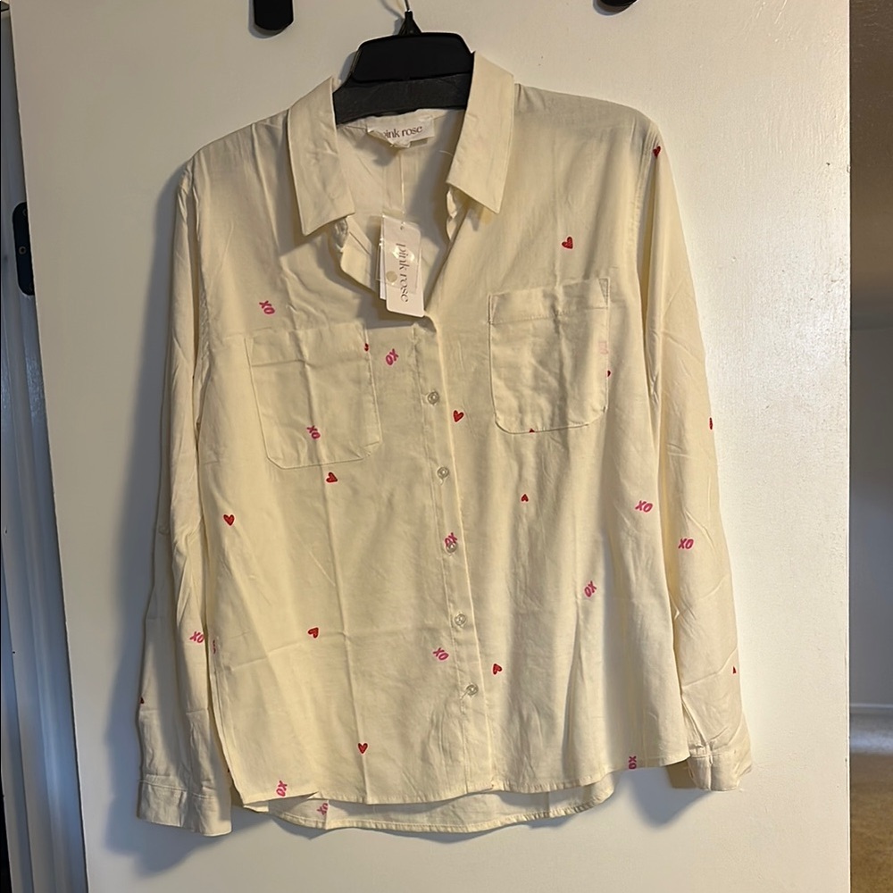 Pink Rose valentines themed Casual Button Down Shirt